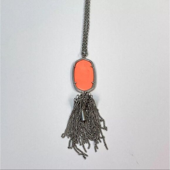 Designer Kendra Scott Silver-Tone Rayne Tassel Pendant Necklace - Picture 2 of 4